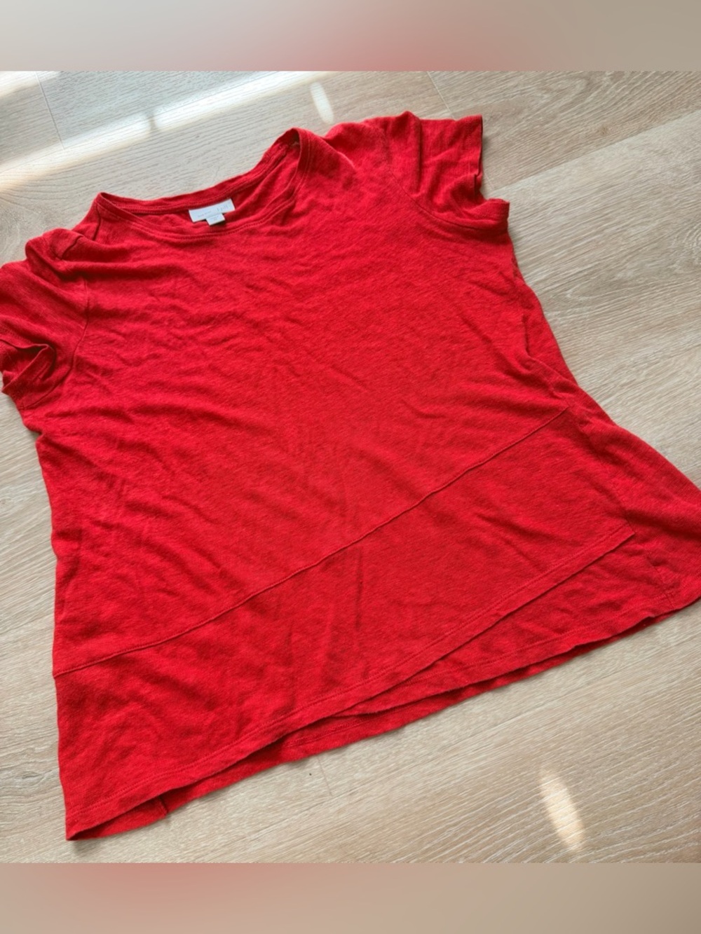 J.Jill Love Linen 100% Linen Knit Top T-shirt Coral Red Short Sleeve Tee XS–S - Picture 5 of 8